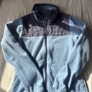 Columbia Light Blue Fleece Jacket with Navy Trim
